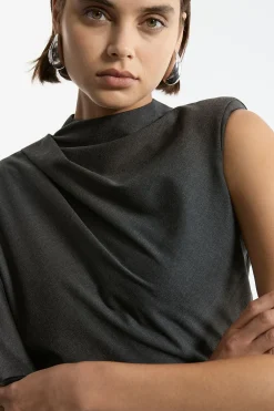 Robe maxi longue, ajustée, drapée et asymétrique