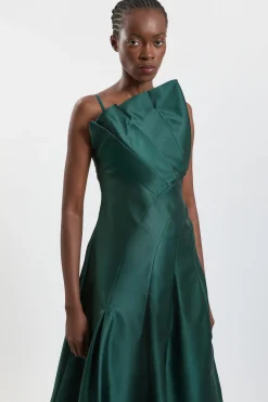 Robe Maxi Longue Asymétrique En Satin Structuré