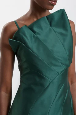 Robe Maxi Longue Asymétrique En Satin Structuré