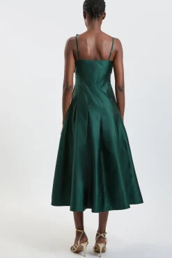 Robe Maxi Longue Asymétrique En Satin Structuré