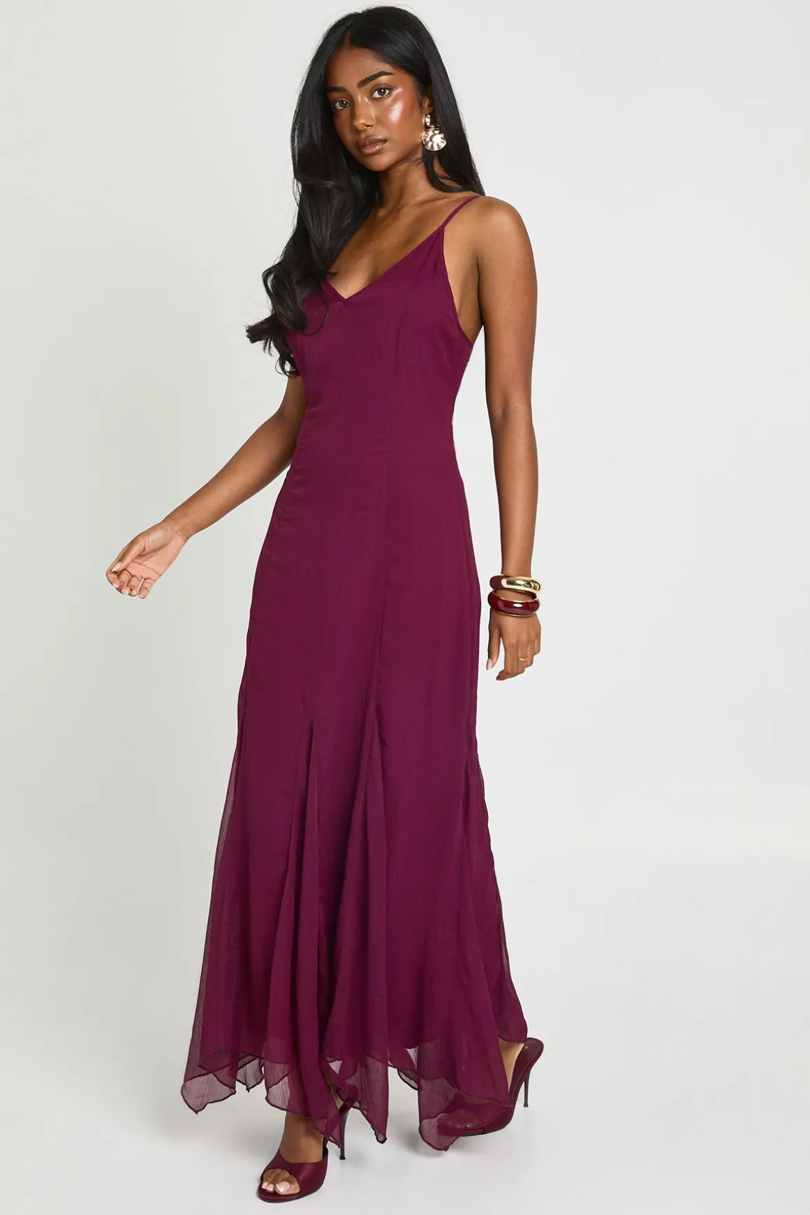 Robe Maxi Longue À Bretelles Fines Et Caraco Balayant Le Sol