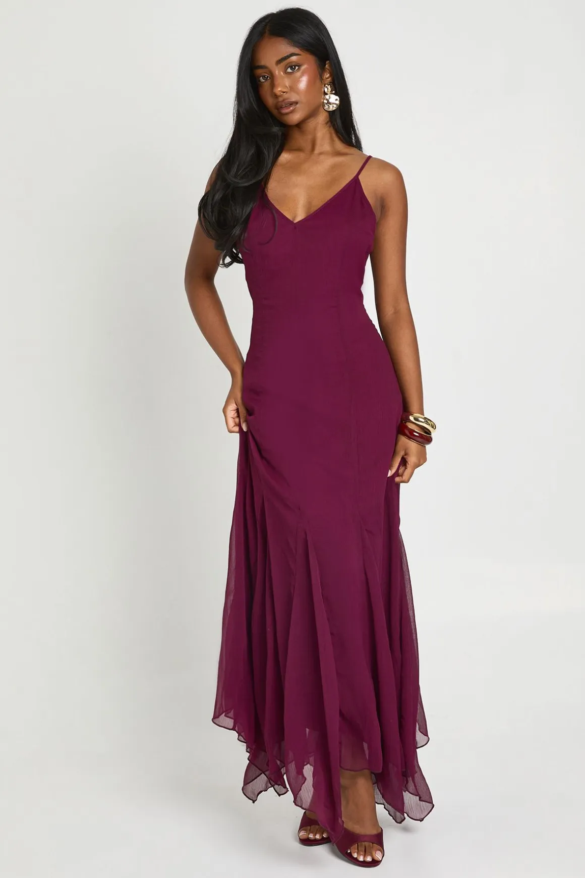 Robe Maxi Longue À Bretelles Fines Et Caraco Balayant Le Sol