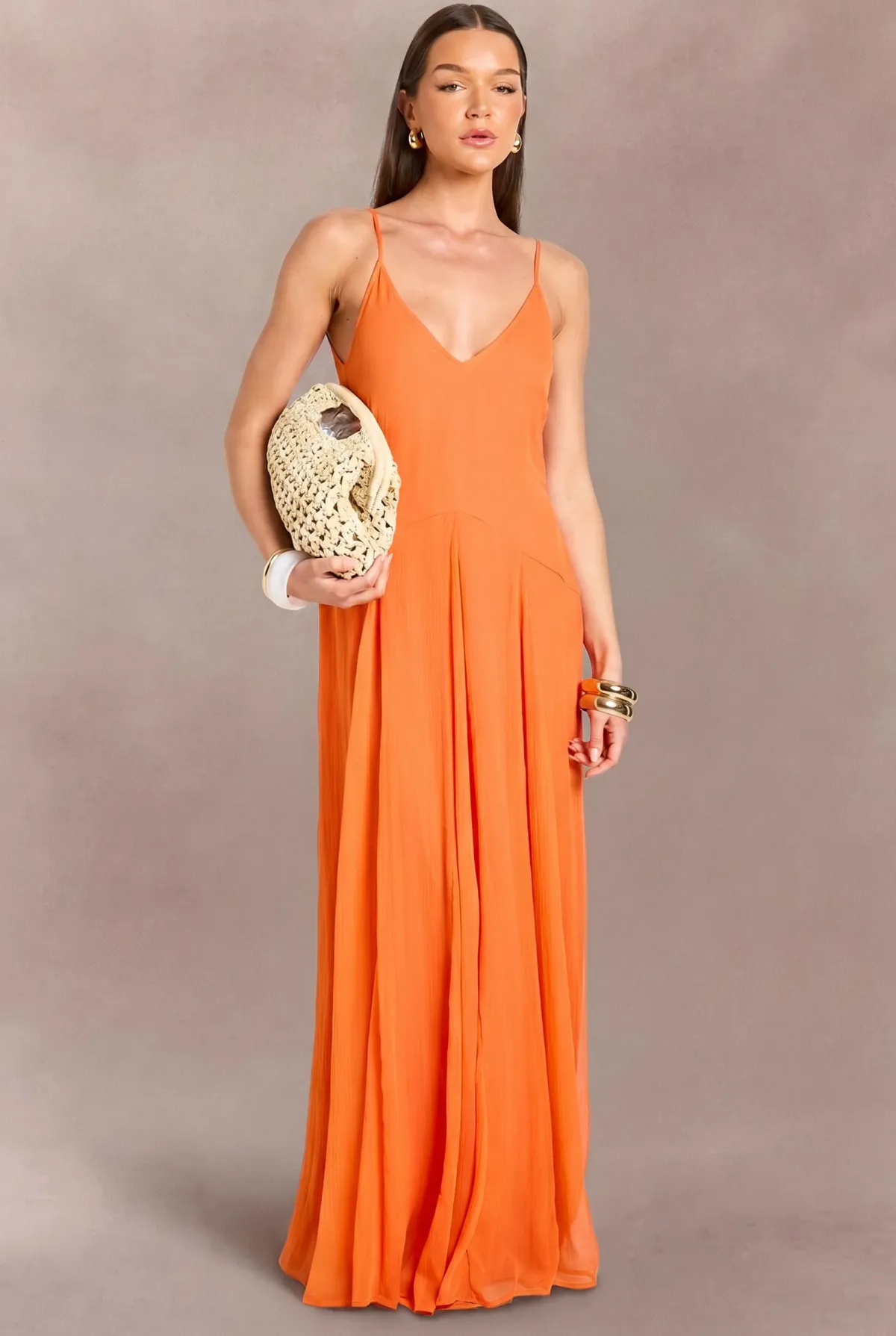 boohoo Robe Maxi Longue À Bretelles Fines Et Décolleté Caraco<Femme Robes|Robe Invitée Mariage
