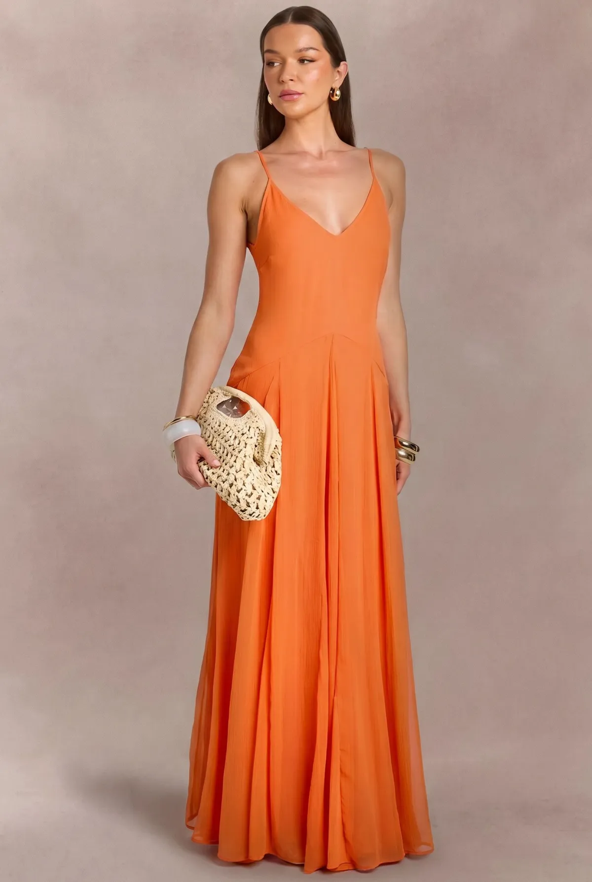 boohoo Robe Maxi Longue À Bretelles Fines Et Décolleté Caraco<Femme Robes|Robe Invitée Mariage