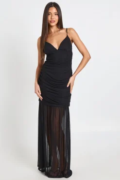 boohoo Robe Maxi Longue En Mesh Avec Caraco<Femme Robes De Soirée|Toutes Les Robes