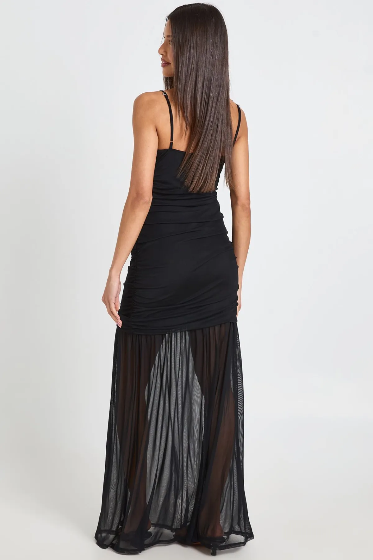 boohoo Robe Maxi Longue En Mesh Avec Caraco<Femme Robes De Soirée|Toutes Les Robes