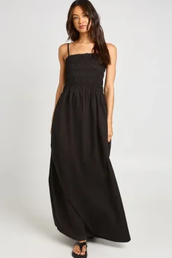 boohoo Robe Maxi Longue En Popeline De Coton À Corsage Froncé Pour Grandes Tailles<Femme Robes|Robes De Jour