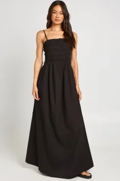 boohoo Robe Maxi Longue En Popeline De Coton À Corsage Froncé Pour Grandes Tailles<Femme Robes|Robes De Jour