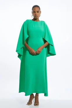 Robe maxi longue en viscose stretch compacte avec détails cape