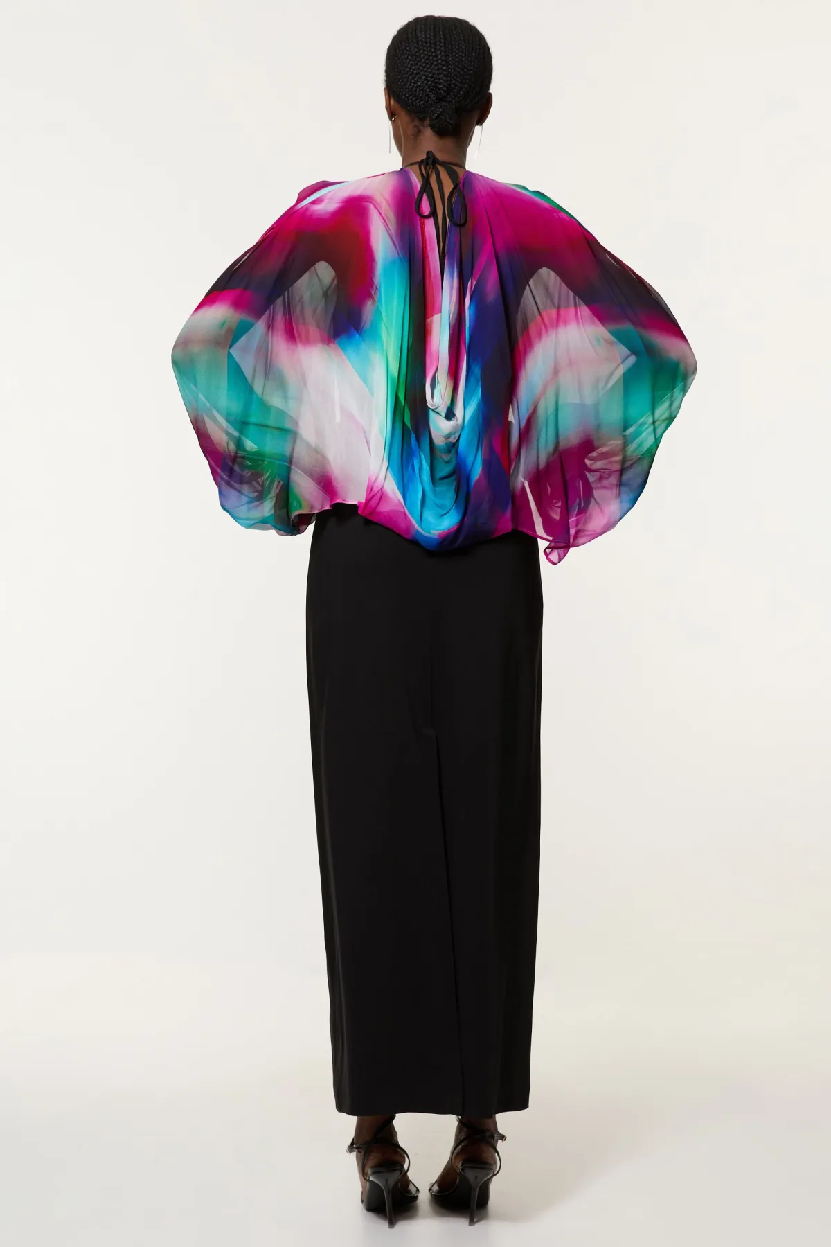 KarenMillen Robe Maxi Longue Imprimée Cady en Viscose avec Épaules Dévoilées et Dos Drapé en Georgette Viscose<Femme Toutes Les Robes|Robes Longues