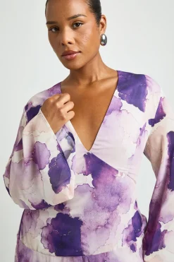 Robe Maxi Longue À Manches Longues En Mousseline À Volants Grande Taille