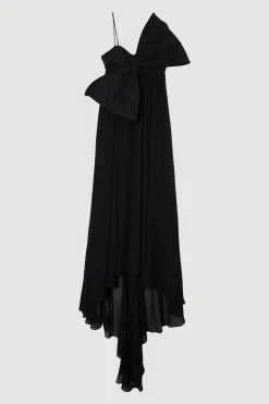 KarenMillen Robe maxi longue tissée en taffetas avec détail nœud<Femme Robes|Robes Longues