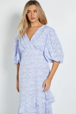 Robe Maxi Luxe Dp À Volants Avec Manches Bouffantes Et Devant Cache-cœur