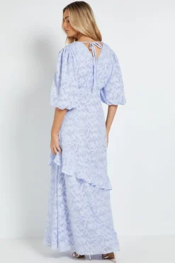 Robe Maxi Luxe Dp À Volants Avec Manches Bouffantes Et Devant Cache-cœur