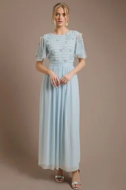 Robe Maxi À Manches Ajourées En Tulle Ornée De Fleurs Petite
