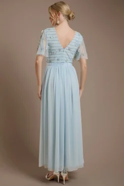 Robe Maxi À Manches Ajourées En Tulle Ornée De Fleurs Petite