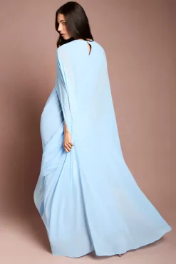 Robe Maxi à Manches Cape