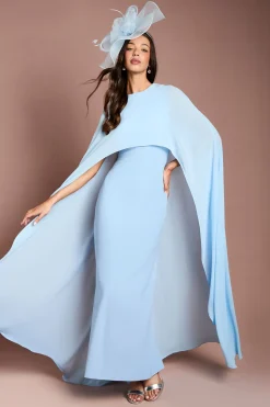 Robe Maxi à Manches Cape