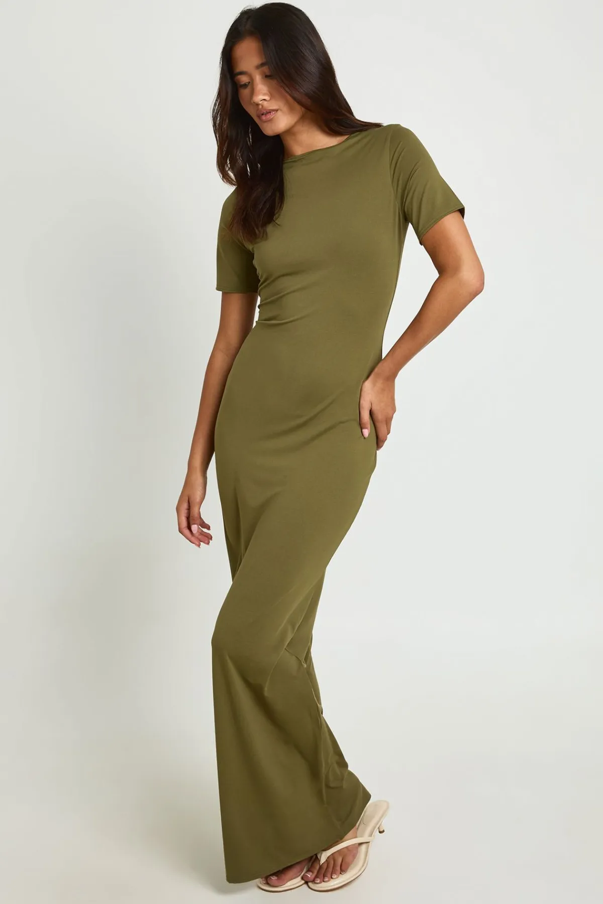 boohoo Robe Maxi À Manches Courtes Super Douce Basique<Femme Basiques|Robes
