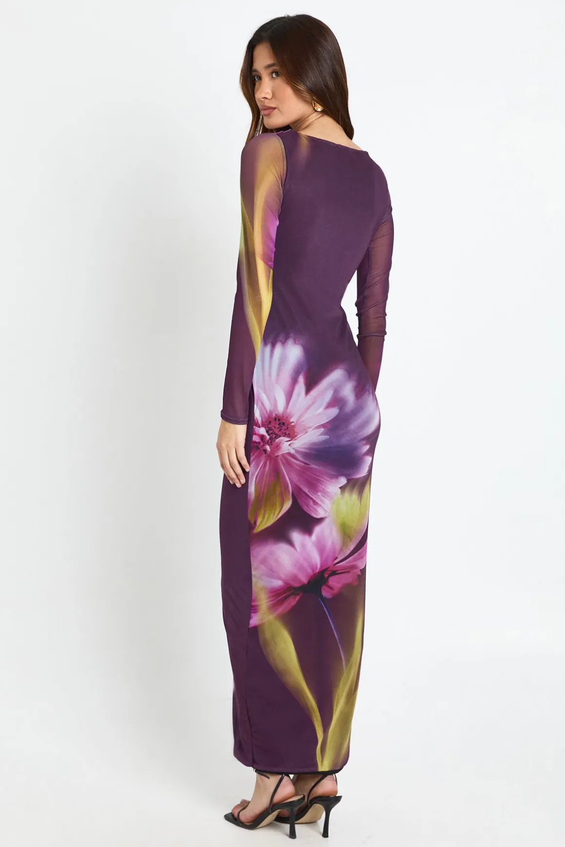 Robe maxi à manches longues avec détail noué