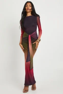 boohoo Robe maxi à manches longues avec détail de nœud<Femme Robes À Manches Longues|Robes
