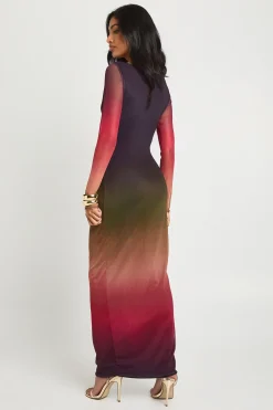 boohoo Robe maxi à manches longues avec détail de nœud<Femme Robes À Manches Longues|Robes