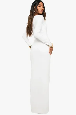 Robe Maxi à Manches Longues avec Détail Noué