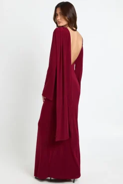 Robe maxi à manches longues avec détails drapés