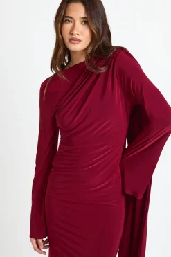 Robe maxi à manches longues avec détails drapés