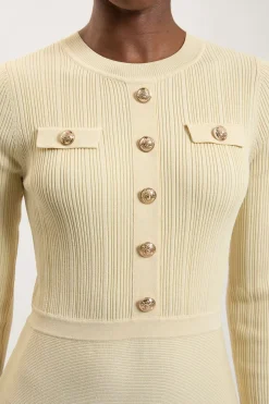 Robe Maxi À Manches Longues En Maille Côtelée Avec Détails Militaires