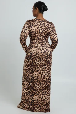 boohoo Robe Maxi À Manches Longues Imprimé Animal Tonal Plus<Femme Robes À Manches Longues|Robes