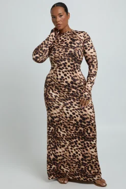 boohoo Robe Maxi À Manches Longues Imprimé Animal Tonal Plus<Femme Robes À Manches Longues|Robes