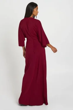 Robe Maxi À Manches Papillon Et Coupe Biais Petite
