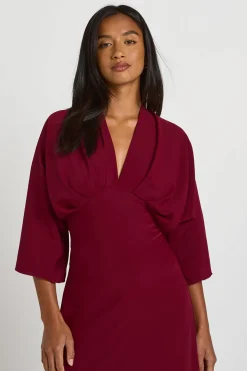Robe Maxi À Manches Papillon Et Coupe Biais Petite