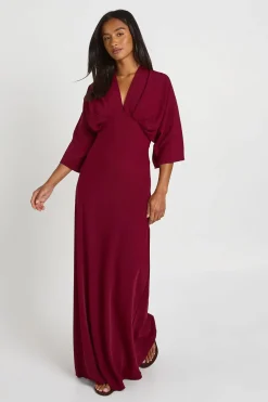 Robe Maxi À Manches Papillon Et Coupe Biais Petite