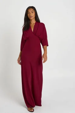 Robe Maxi À Manches Papillon Et Coupe Biais Petite
