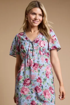 Robe Maxi à Manches Évasées avec Finitions en Dentelle