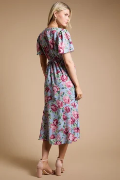 Robe Maxi à Manches Évasées avec Finitions en Dentelle