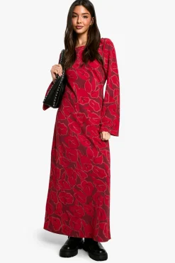 Robe Maxi à Manches Évasées Florales