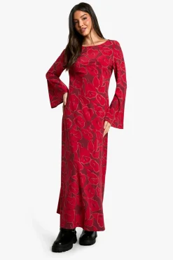 Robe Maxi à Manches Évasées Florales