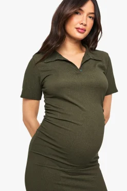 boohoo Robe maxi maternité texturée à détails boutons<Femme Robes Moulantes|Robes