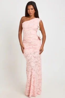 boohoo Robe Maxi Moulante À Col Asymétrique Et Motif Floral Dévoré<Femme Robes Moulantes|Robes