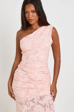 boohoo Robe Maxi Moulante À Col Asymétrique Et Motif Floral Dévoré<Femme Robes Moulantes|Robes