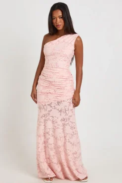 boohoo Robe Maxi Moulante À Col Asymétrique Et Motif Floral Dévoré<Femme Robes Moulantes|Robes