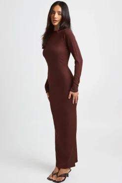 boohoo Robe Maxi Moulante Côtelée À Manches Longues<Femme Robes Moulantes|Basiques