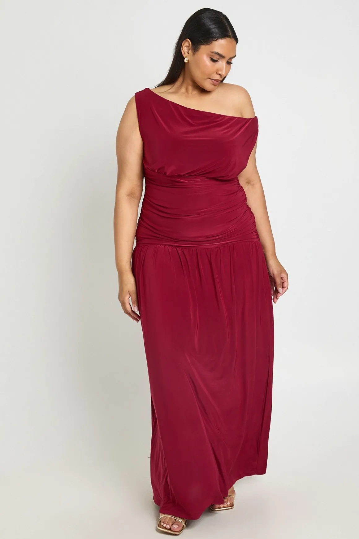 Robe Maxi Moulante Drapée Froncée Grande Taille