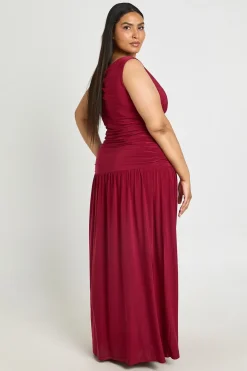 Robe Maxi Moulante Drapée Froncée Grande Taille