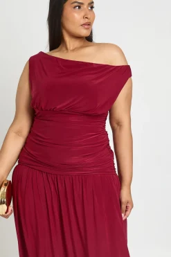 Robe Maxi Moulante Drapée Froncée Grande Taille