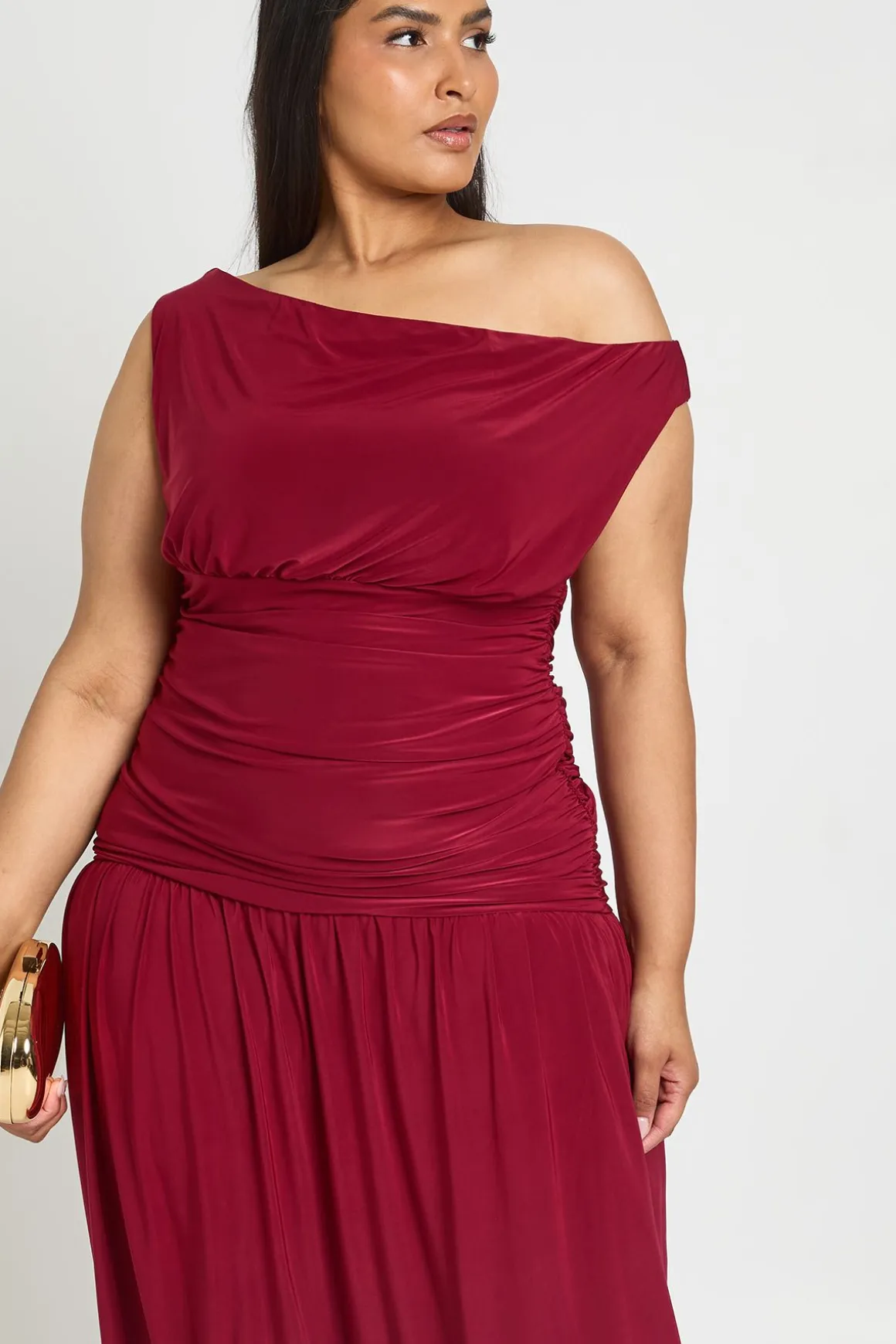 Robe Maxi Moulante Drapée Froncée Grande Taille