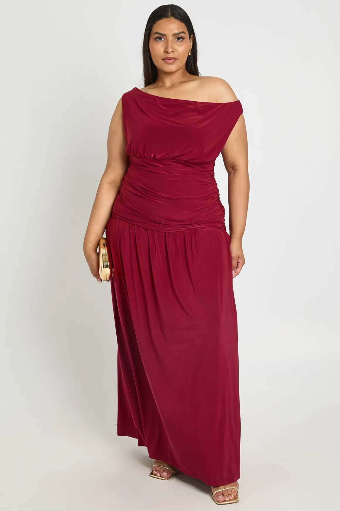 Robe Maxi Moulante Drapée Froncée Grande Taille